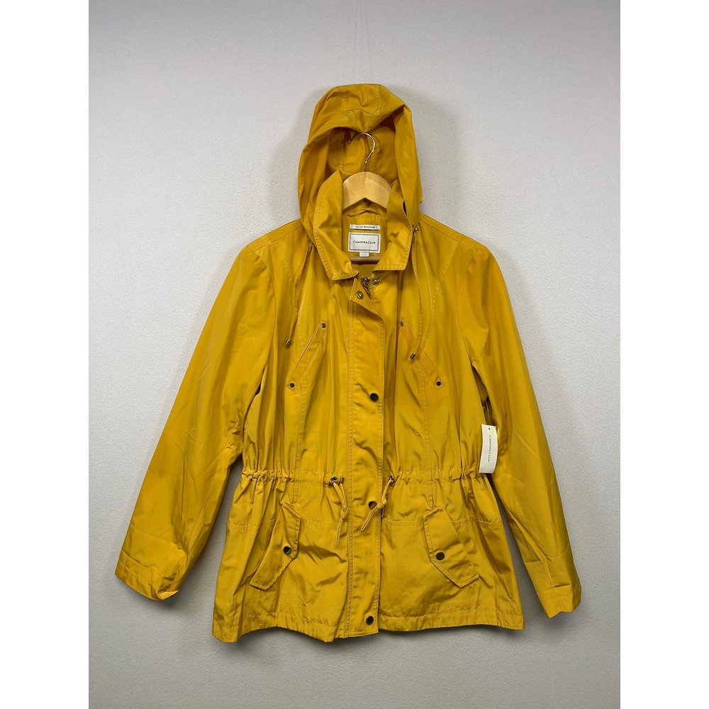 Raincoat Gorpcore Charter Club NWT Womens L Yellow Water Resistant Anorak Jacket